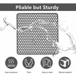 ERHOPE Silicone Kitchen Sink Protector Mat, For Stainless Steel Or Farmhouse Porcelain Sink, 34cm X 34cm (Grey) -Faucet Shop 87623739 4