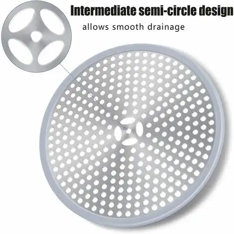 HEGUYEY Shower Drain, Hair Filter, Shower Plug Filter, Anti Hair Shower Grid, Drain Cover Sink Filter, Hair Catcher Shower Drain - Silver Stainless Steel And Silicone 3 HEGUYEY Shower Drain, Hair Filter, Shower Plug Filter, Anti Hair Shower Grid, Drain Cover Sink Filter, Hair Catcher Shower Drain - Silver Stainless Steel And Silicone - Image 3