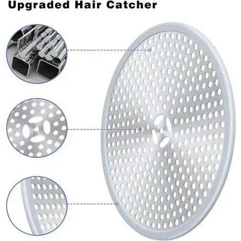 HEGUYEY Shower Drain, Hair Filter, Shower Plug Filter, Anti Hair Shower Grid, Drain Cover Sink Filter, Hair Catcher Shower Drain - Silver Stainless Steel And Silicone 4 HEGUYEY Shower Drain, Hair Filter, Shower Plug Filter, Anti Hair Shower Grid, Drain Cover Sink Filter, Hair Catcher Shower Drain - Silver Stainless Steel And Silicone - Image 4