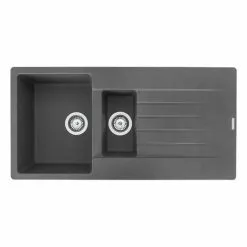 Reginox Harlem15 Kitchen Sink 1.5 Bowl Silver Grey Granite Reversible Waste 9 Reginox Harlem15 Kitchen Sink 1.5 Bowl Silver Grey Granite Reversible Waste -Faucet Shop 8815382 5