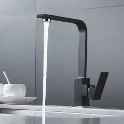 Way Kitchen Mixer Tap Square Kitchen Faucet With High Spout - Kitchen Sink Mixer Tap - Brass (black)