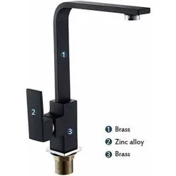 Way Kitchen Mixer Tap Square Kitchen Faucet With High Spout - Kitchen Sink Mixer Tap - Brass (black) -Faucet Shop 88295904 3
