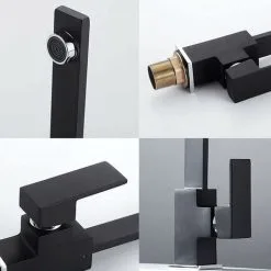 Way Kitchen Mixer Tap Square Kitchen Faucet With High Spout - Kitchen Sink Mixer Tap - Brass (black) -Faucet Shop 88295904 4