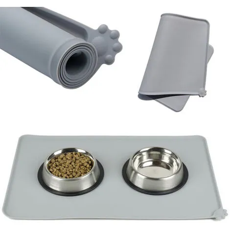 TUMALAGIA Silicone Bowl, Non-Slip Dog Bowl, Large Dog Mat, Waterproof, 48 30 Cm, Gray 2 TUMALAGIA Silicone Bowl, Non-Slip Dog Bowl, Large Dog Mat, Waterproof, 48 30 Cm, Gray - Image 2