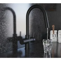 Liquida HT45MB 4-in-1 Boiling Hot Water Black Kitchen Tap With Pull Out Spray -Faucet Shop 91258194 3