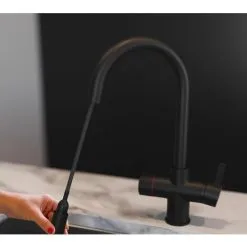Liquida HT45MB 4-in-1 Boiling Hot Water Black Kitchen Tap With Pull Out Spray -Faucet Shop 91258194 5