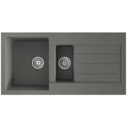 Liquida ELL15GR 1.5 Bowl Reversible Inset Grey Kitchen Sink & Basket Waste