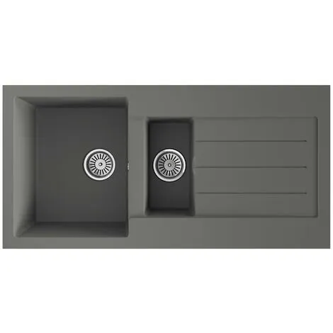 Liquida ELL15GR 1.5 Bowl Reversible Inset Grey Kitchen Sink & Basket Waste 1 Liquida ELL15GR 1.5 Bowl Reversible Inset Grey Kitchen Sink & Basket Waste