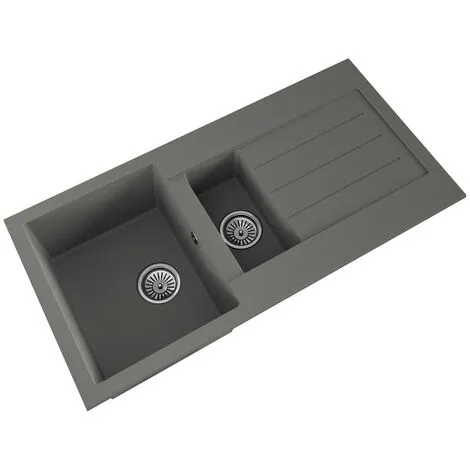 Liquida ELL15GR 1.5 Bowl Reversible Inset Grey Kitchen Sink & Basket Waste 2 Liquida ELL15GR 1.5 Bowl Reversible Inset Grey Kitchen Sink & Basket Waste - Image 2