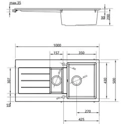 Liquida ELL15GR 1.5 Bowl Reversible Inset Grey Kitchen Sink & Basket Waste 8 Liquida ELL15GR 1.5 Bowl Reversible Inset Grey Kitchen Sink & Basket Waste -Faucet Shop 91258195 4