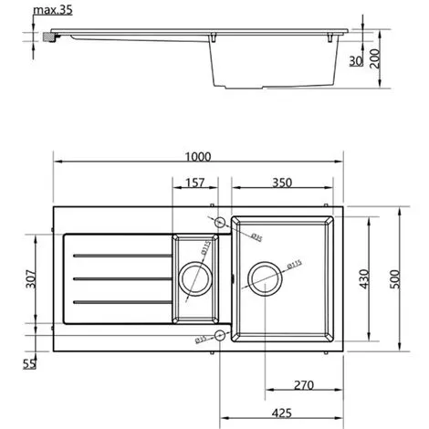 Liquida ELL15GR 1.5 Bowl Reversible Inset Grey Kitchen Sink & Basket Waste 4 Liquida ELL15GR 1.5 Bowl Reversible Inset Grey Kitchen Sink & Basket Waste - Image 4