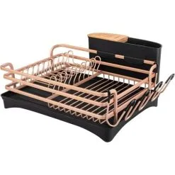 NICEONE Aluminum Dish Rack With Removable Tray, 46 X 37.8 X 15.7 Cm, Gold