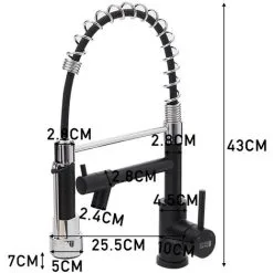 Livingandhome Chrome Black Stainless Steel Kitchen Faucet With Pull Down Spring Spout -Faucet Shop 92381282 5