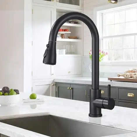 Suguword Kitchen Faucet With Extendable Hand Shower Black 360° Rotating Sink Faucet With 3 Spray Modes Single Lever Kitchen Faucet Sink Cold And Hot Available In Stainless Steel. 1 Suguword Kitchen Faucet With Extendable Hand Shower Black 360° Rotating Sink Faucet With 3 Spray Modes Single Lever Kitchen Faucet Sink Cold And Hot Available In Stainless Steel.