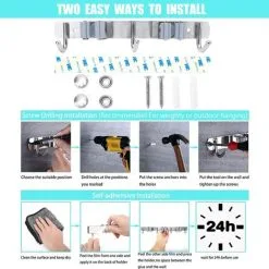 FUHUIDATRADING Wall Mounted Broom Holder - Stainless Steel Broom Holder, Storage Hanger Holder For Kitchen, Garage, Laundry Room (2 Slots And 3 Hooks) -Faucet Shop 92864892 3