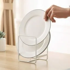 FUHUIDATRADING Plate Rack Organizer,1 Piece 1214cm Plate Holders Vertical Metal Dish Storage Organizer Dying Rack For Kitchen Counter Cabinet Cupboard Camper (White) -Faucet Shop 92865463 3