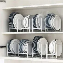 FUHUIDATRADING Plate Rack Organizer,1 Piece 1214cm Plate Holders Vertical Metal Dish Storage Organizer Dying Rack For Kitchen Counter Cabinet Cupboard Camper (White) -Faucet Shop 92865463 5