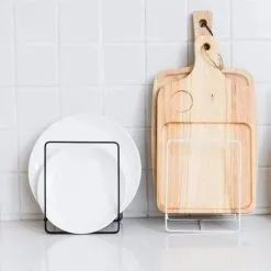 FUHUIDATRADING Plate Rack Organizer,2 Piece 1214cm Plate Holders Vertical Metal Dish Storage Organizer Dying Rack For Kitchen Counter Cabinet Cupboard Camper (White) -Faucet Shop 92867393 4