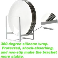 FUHUIDATRADING Plate Rack Organizer,2 Piece 1214cm Plate Holders Vertical Metal Dish Storage Organizer Dying Rack For Kitchen Counter Cabinet Cupboard Camper (White) -Faucet Shop 92867393 5