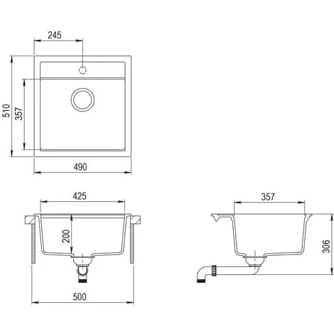 Granite Kitchen Sink Single Basin Black VidaXL 3 Granite Kitchen Sink Single Basin Black VidaXL - Image 3