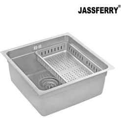 JASSFERRY Undermount Kitchen Sink Single Deep Bowl With Stainless Steel Dish Drainer Rack With Strainer Waste, 440 X 440 Mm -Faucet Shop 92942934 4