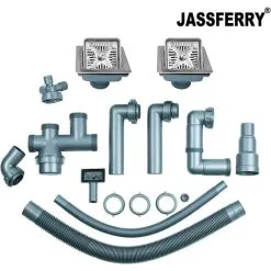 JASSFERRY Brilliant Inset Kitchen Sink 1.2 Mm Thickness Stainless Steel Double 2.0 Large Rectangle Bowl Right Hand Drainer Square Strainer Plug Waste Pipe Kit -Faucet Shop 92942985 5