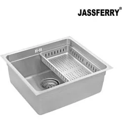 JASSFERRY Undermount Kitchen Sink Single Deep Bowl With Stainless Steel Dish Drainer Rack With Strainer Waste, 490 X 440 Mm -Faucet Shop 92942987 4