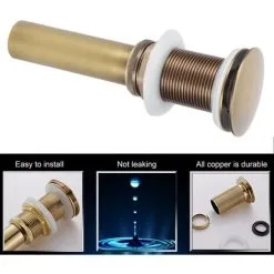 PRÉNFLE Popup Drain Stopper, Brass Bathroom Sink Drain Stopper, Antique Color Vanity Sink Drain Without Overflow(WITHOUT HOLE) -Faucet Shop 93339222 4