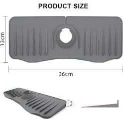 XINUY Silicone Faucet Splash Guard, 18 X 6.3 Faucet Water Catch Mat, Longer Silicone Sink Mat, Faucet Handle Drip Tray Mat -Faucet Shop 93507258 3