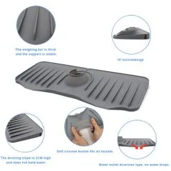 XINUY Silicone Faucet Splash Guard, 18 X 6.3 Faucet Water Catch Mat, Longer Silicone Sink Mat, Faucet Handle Drip Tray Mat -Faucet Shop 93507258 5