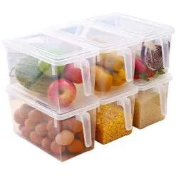 XINUY Plastic Food Storage Container，Food Storage Box Cool Box For Kitchen Fridge Refrigerator，Holds Fruits, Eggs, Vegetables