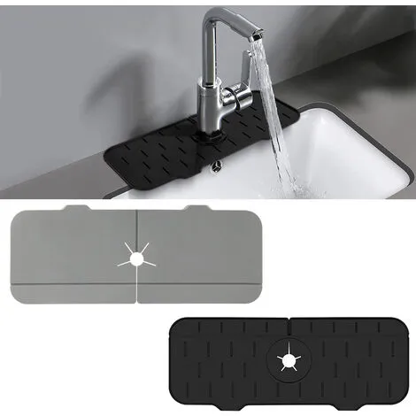 XINUY 2 Pack Kitchen Sink Splatter Pads, Kitchen, Bathroom With Silicone Handle, Sink Drain Tray, Drying Pads, Countertop Splatter Pads, Silicone Faucet Pads. 2 XINUY 2 Pack Kitchen Sink Splatter Pads, Kitchen, Bathroom With Silicone Handle, Sink Drain Tray, Drying Pads, Countertop Splatter Pads, Silicone Faucet Pads. - Image 2
