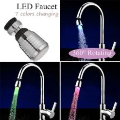 COLNK Multicolor LED Faucet Temperature Sensor RGB Light Replacement Faucet Bathroom Kitchen Accessories