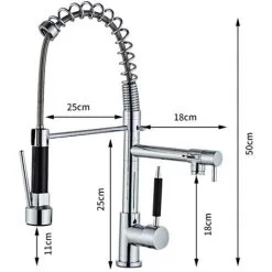 BOED Chrome Sink Mixer Rotary Kitchen Faucet With Two Outlets -Faucet Shop 94385051 3