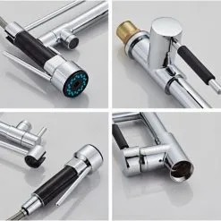 BOED Chrome Sink Mixer Rotary Kitchen Faucet With Two Outlets -Faucet Shop 94385051 4