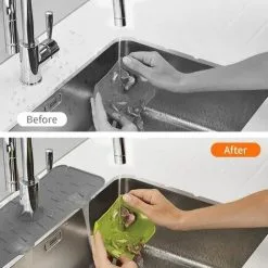 TUMALAGIA Piece Sink Faucet Splash Guard Silicone Faucet Water Tray Sink Mat (Grey) 7 TUMALAGIA Piece Sink Faucet Splash Guard Silicone Faucet Water Tray Sink Mat (Grey) -Faucet Shop 94628759 3