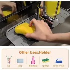 TUMALAGIA Piece Sink Faucet Splash Guard Silicone Faucet Water Tray Sink Mat (Grey) 8 TUMALAGIA Piece Sink Faucet Splash Guard Silicone Faucet Water Tray Sink Mat (Grey) -Faucet Shop 94628759 4