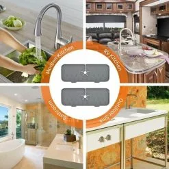 TUMALAGIA Piece Sink Faucet Splash Guard Silicone Faucet Water Tray Sink Mat (Grey) 9 TUMALAGIA Piece Sink Faucet Splash Guard Silicone Faucet Water Tray Sink Mat (Grey) -Faucet Shop 94628759 5