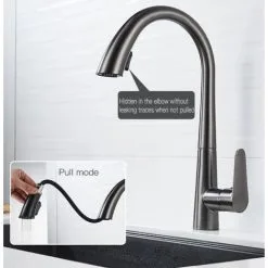 BOED Kitchen Faucet - Single Handle Kitchen Faucet With Pull-out Spray 360° Rotatable, 2 Spray Modes Sink Faucet Dumb Gray -Faucet Shop 95412243 3