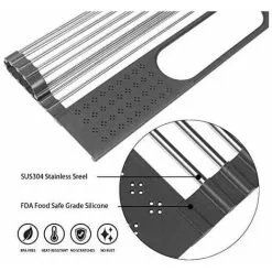 GTA Stainless Steel Dish Drainer With Cutlery Holder: 20'' X 11'' Large Kitchen Sink Dish Drying Rack + Small Dining Table Insulation Pad (Grey Dish Rack) -Faucet Shop 95648537 3