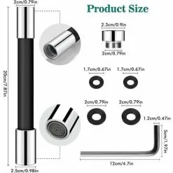 Soleil 360° Flexible Tap Extension - For Bathroom And Outdoor, Kitchen, Black, With Bayonet Fitting (inner Spiral 25mm X Outer Spiral 3/4"), Total Length 50cm -Faucet Shop 95709578 5
