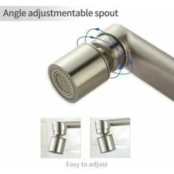 HEGUYEY Wall-mounted Kitchen Mixer 2 Water Jets Kitchen Faucet Taps 360° Rotatable Faucet Wall Mounting 8 HEGUYEY Wall-mounted Kitchen Mixer 2 Water Jets Kitchen Faucet Taps 360° Rotatable Faucet Wall Mounting -Faucet Shop 95948442 4