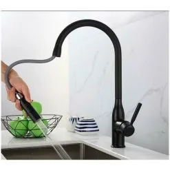 HEGUYEY One Piece Kitchen Faucet With Pull Out Spray Matte 360° Swivel Stainless Steel Kitchen Sink Faucet 2 Functions Kitchen Faucet (Black) 9 HEGUYEY One Piece Kitchen Faucet With Pull Out Spray Matte 360° Swivel Stainless Steel Kitchen Sink Faucet 2 Functions Kitchen Faucet (Black) -Faucet Shop 95949093 5