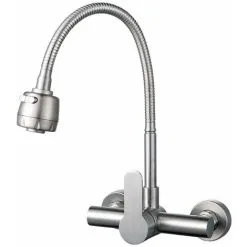 Faucet Shop 17 HEGUYEY 304 Stainless Steel Faucet In The Wall Mounted Kitchen Sink Faucet Swivel In The Wall Faucet