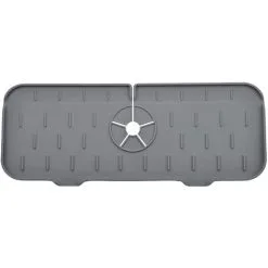 XINUY Silicone Faucet Drain Pad Faucet Pad Absorbent Bathroom Kitchen Faucet Sink Water Splash Pad, Gray
