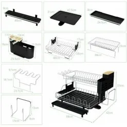 Costway 2-Tier Rust Resistant Dish Drying Rack Detachable Dish Drainer Rack 5 Costway 2-Tier Rust Resistant Dish Drying Rack Detachable Dish Drainer Rack -Faucet Shop 96821685 3