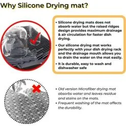 EINEMGELD Dish Drying Mat, Kitchen Countertop Silicone Dish Drying Mat, Dishwasher Safe, Multipurpose -Faucet Shop 97378856 3