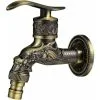 Soleil Retro Brass Wall Mounted Faucet, G1/2 Outdoor Garden Faucet, Antique Brass Faucet, Vintage Wall Mounted Faucet, Antique Copper Carved Dragon Faucet For Kitchen Bath Garden