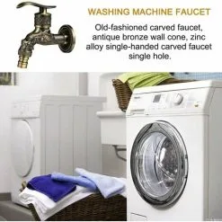 Soleil Retro Brass Wall Mounted Faucet, G1/2 Outdoor Garden Faucet, Antique Brass Faucet, Vintage Wall Mounted Faucet, Antique Copper Carved Dragon Faucet For Kitchen Bath Garden -Faucet Shop 97454528 4