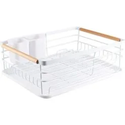 MEZHENG Dish Drainer Kitchen Dish Drainer With Plastic Drying Tray Metal Drying Rack